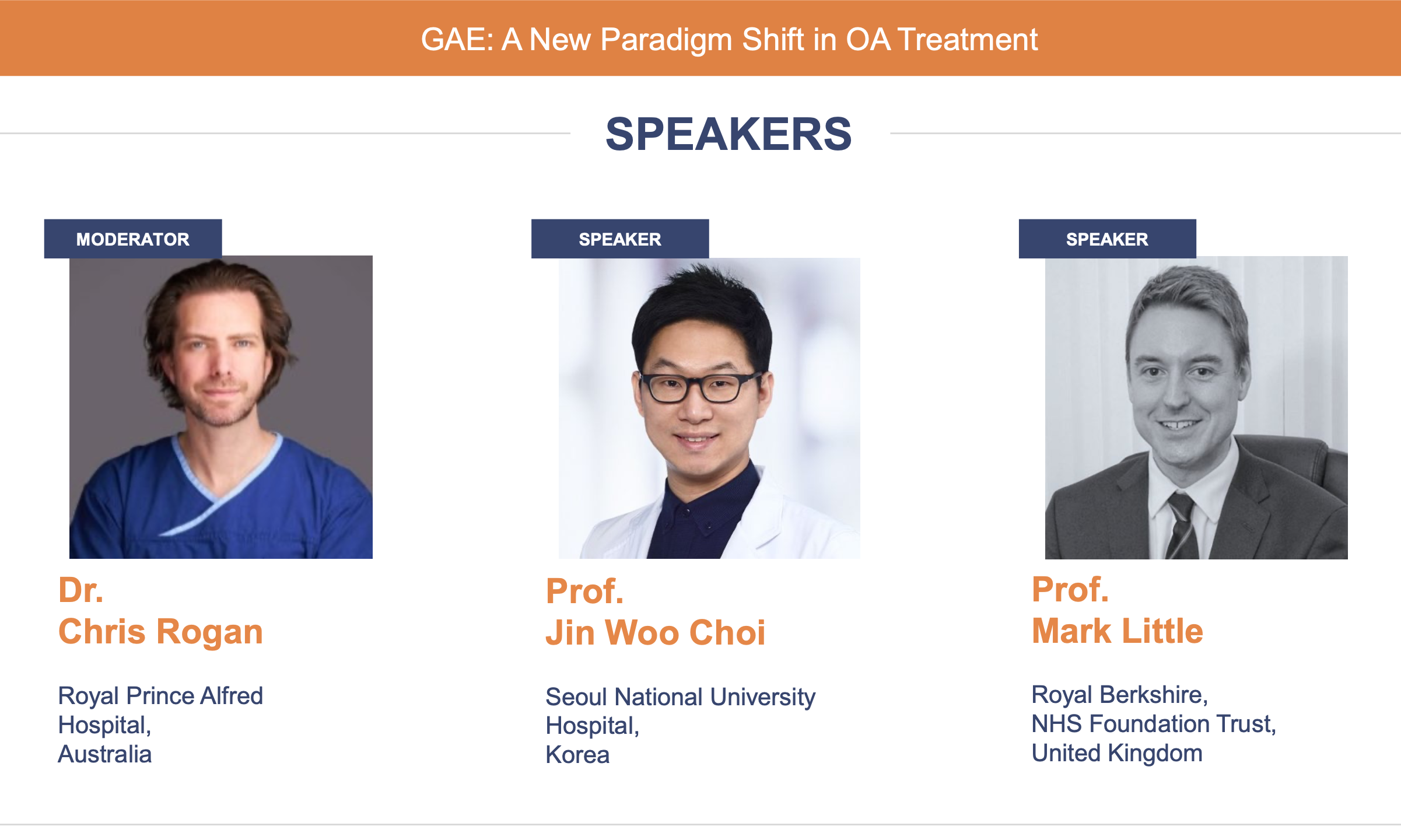 Genicular Artery Embolisation – for knee arthritis – Moderator for Asia-Pacific webinar